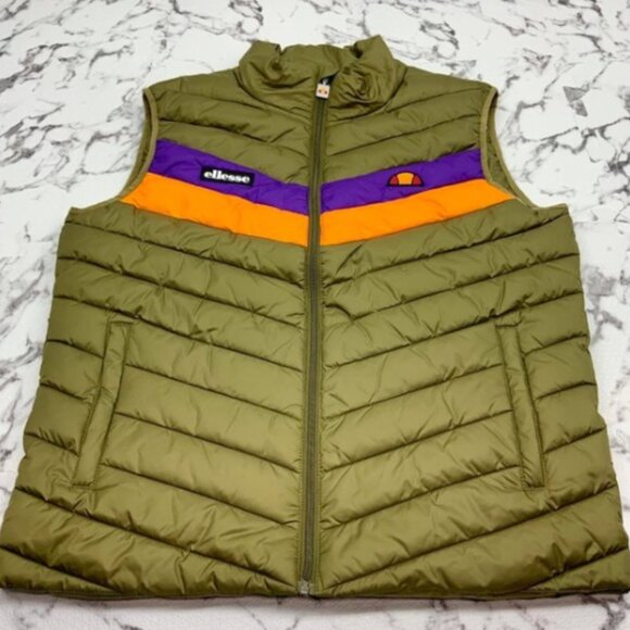 Men’s Ellesse Olive Green Padded Vest NWT